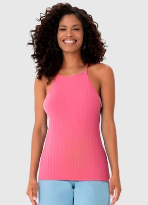 Malwee - Regata Rosa Justa em Viscose Canelada - MALWEE