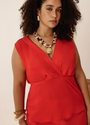 Elegance - Regata Transpassada c/ Prega Vermelho Red Pepper - ELEGANCE