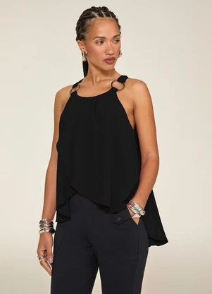 Elegance - Regata Transpassada com Argola Preto - ELEGANCE
