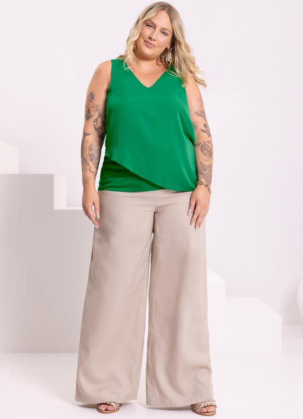 Lunender Mais Mulher - Regata Transpassada Decote V Alça Larga Verde 3