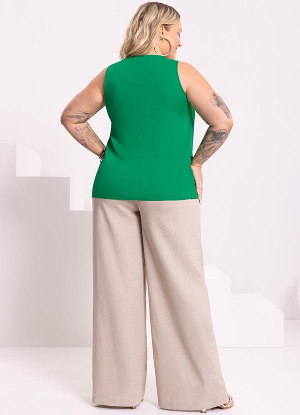 Lunender Mais Mulher - Regata Transpassada Decote V Alça Larga Verde 4