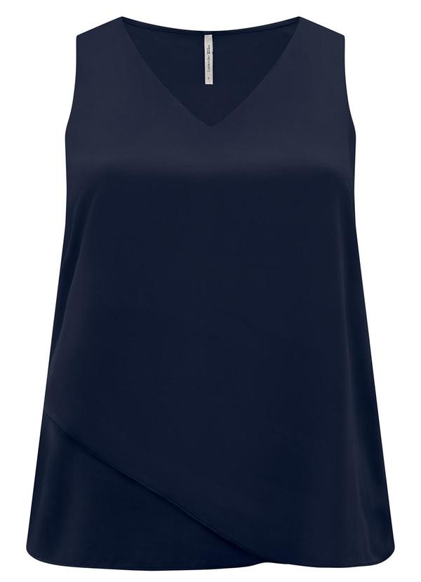 Lunender Mais Mulher - Regata Transpassada Decote V Alças Largas Azul