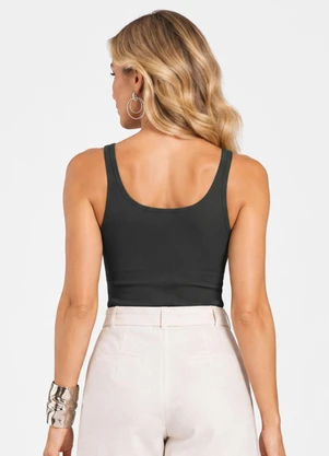 Infinita Cor - Regata Verão em Visco Tricot Preto - INFINITA COR