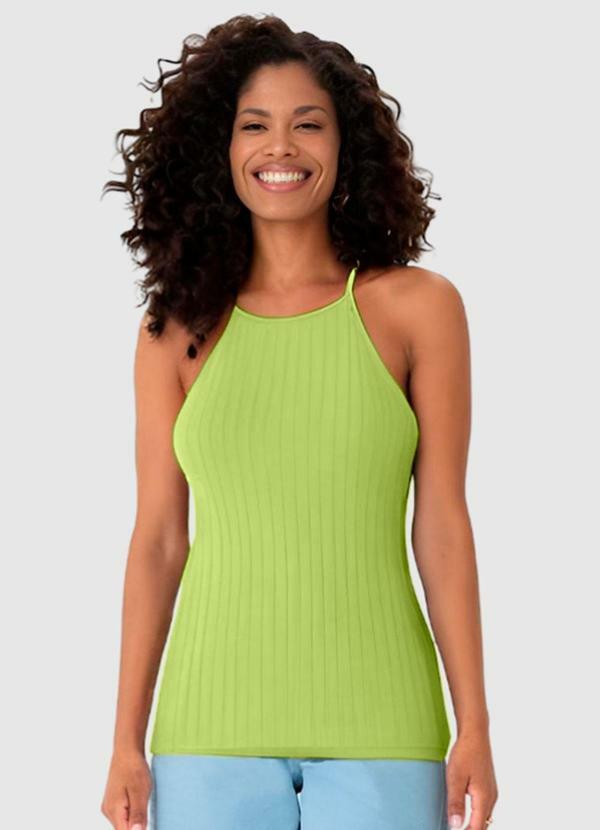 Malwee - Regata Verde Limão Justa em Viscose Canelada