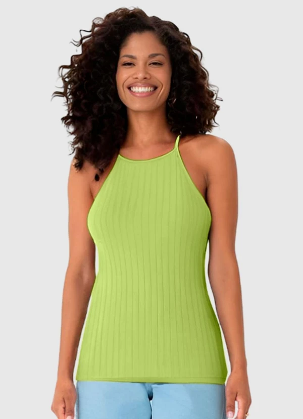 Malwee - Regata Verde Limão Justa em Viscose Canelada