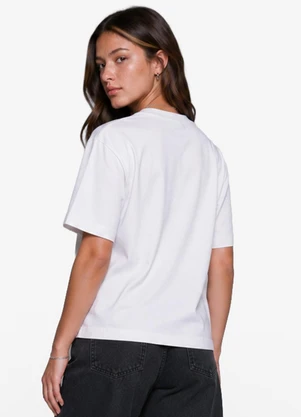 Minty - T-Shirt Feminina Meia Malha com Estampa Branco - MINTY