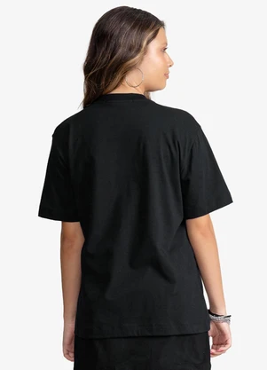 Minty - T-Shirt Feminina Meia Malha com Estampa Preto - MINTY