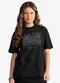 Minty - T-Shirt Feminina Meia Malha com Estampa Branco - variação: Preto