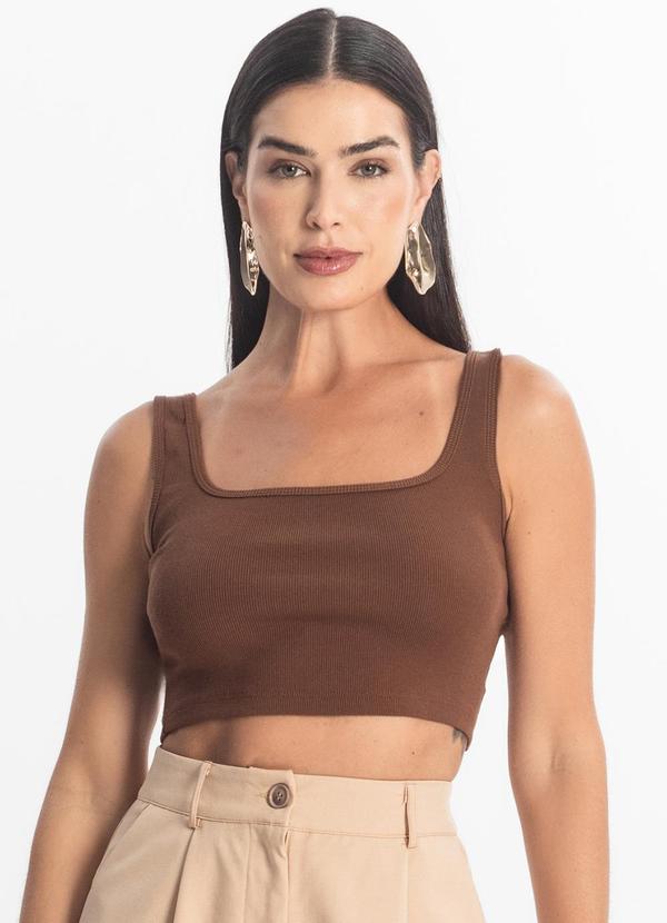 Rovitex - Top Básico Feminino em Ribana Marrom