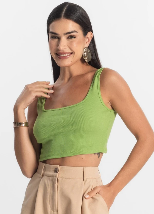 Rovitex - Top Básico Feminino em Ribana Verde