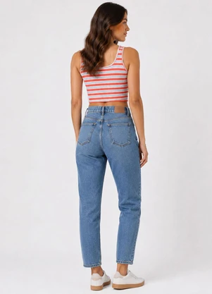 Infinita Cor - Top Feminino em Malha Trix Listrado Laranja - INFINITA COR