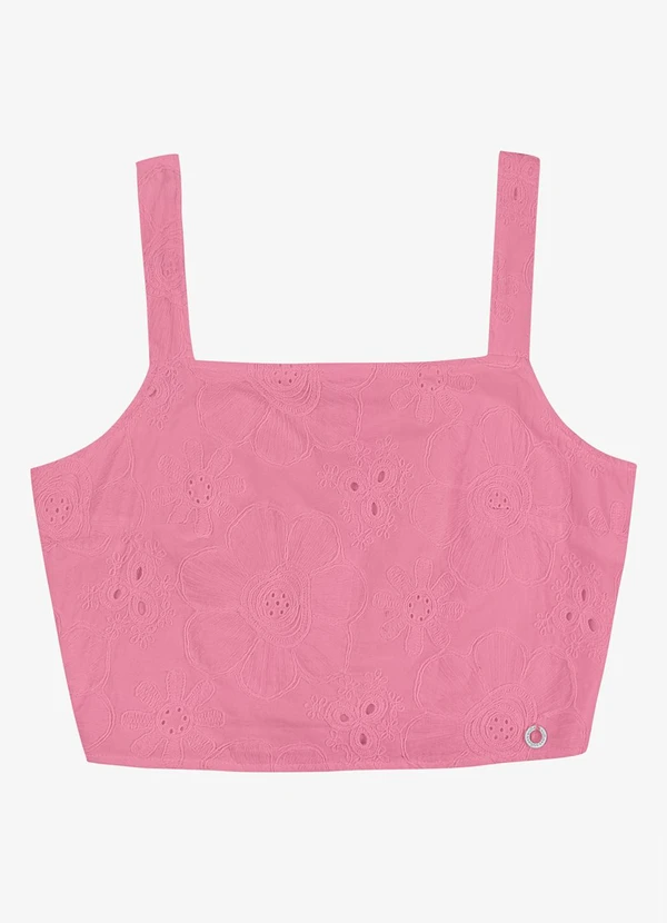 Endless - Top Feminino Justo com Decote Quadrado Rosa