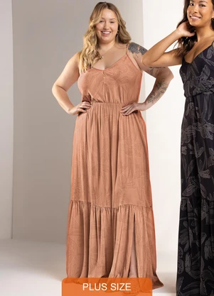 Vestido Estampado Longo Marialícia (Laranja) - MARIALÍCIA