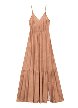 Vestido Estampado Longo Marialícia (Laranja) - MARIALÍCIA
