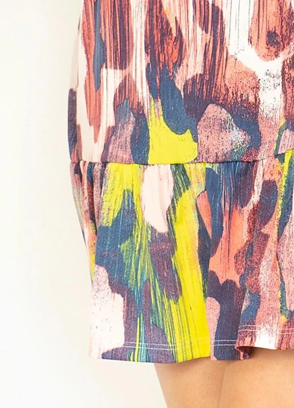 Moda Pop - Saia Abstrato com Babado e Cintura Alta 3