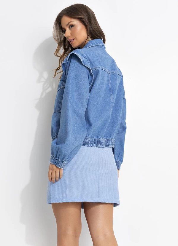 Quintess - Saia Azul Claro em Tecido Cotelê 4