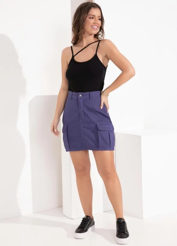 Quintess - Saia Azul com Bolsos Cargo 3