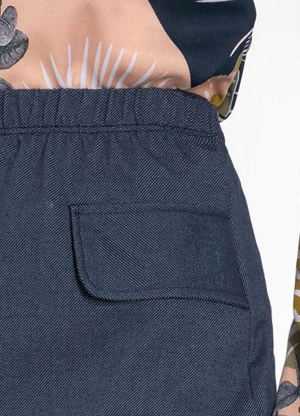 Moda Pop - Saia Azul com Bolsos Decorativos 3