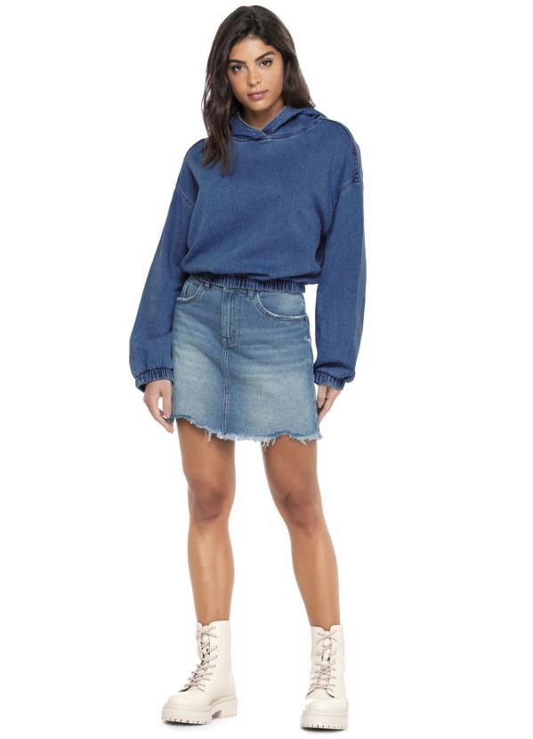 Enfim - Saia Azul Curta Jeans Estonado 2