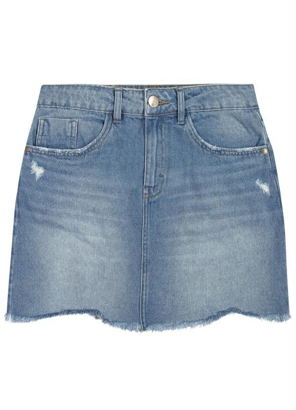 Enfim - Saia Azul Curta Jeans Estonado 3