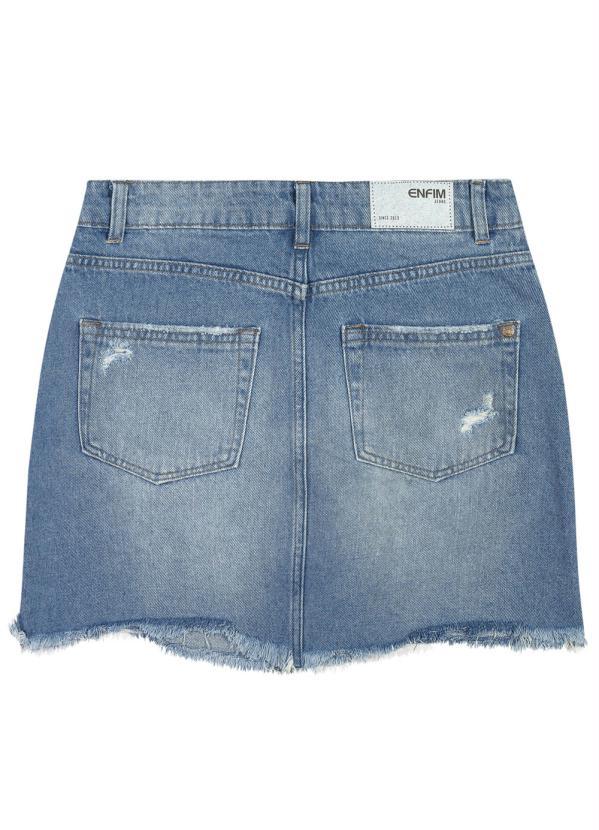 Enfim - Saia Azul Curta Jeans Estonado 4