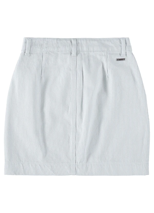 Enfim - Saia Azul Pastel Curta Listrada em Sarja 4