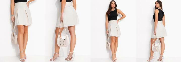 Saia Bege em Tecido Alfaiataria de Viscose