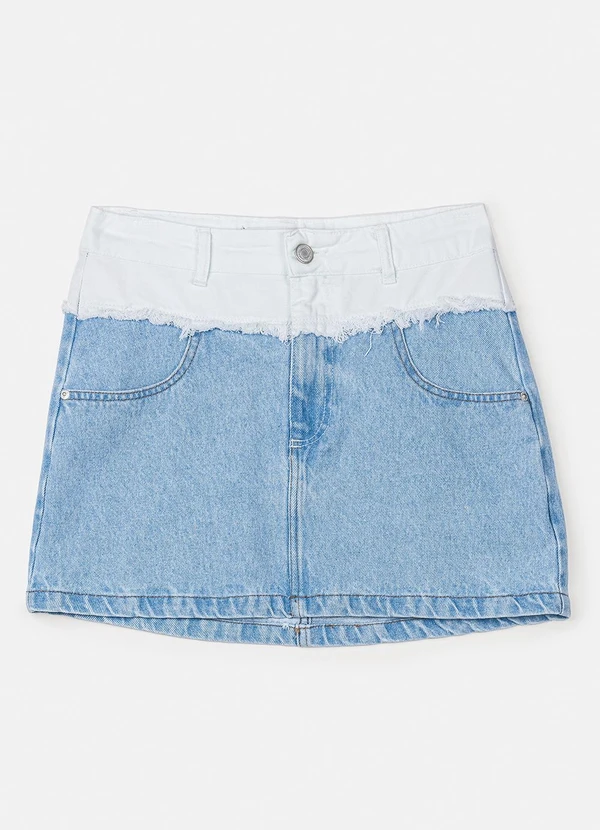 Authoria - Saia Bicolor em Sarja Azul 5