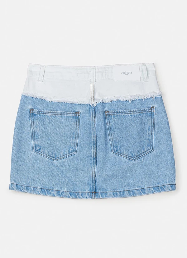 Authoria - Saia Bicolor em Sarja Azul 6