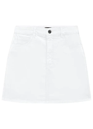 Enfim - Saia Branca Curta Evasê em Sarja - ENFIM