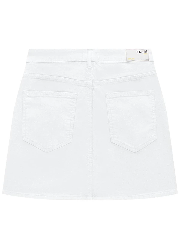Enfim - Saia Branca Curta Evasê em Sarja 2