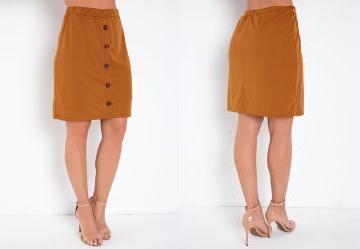 Saia Caramelo com Bot�es Decorativos