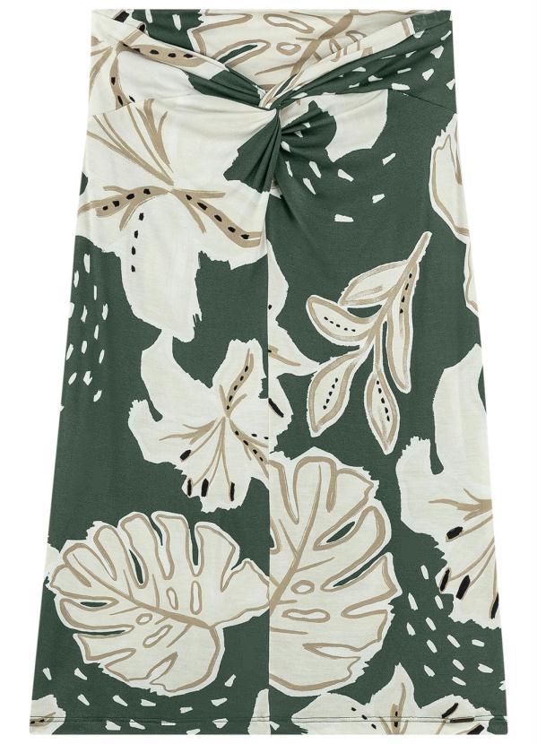 Marialícia - Saia Casual Elegante Tropical Verde