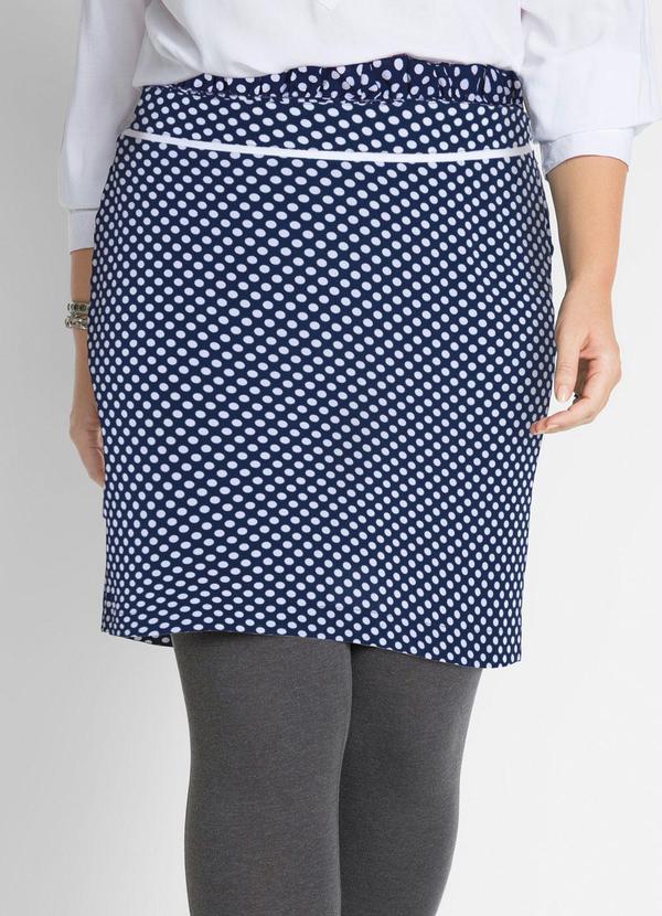 Outlet - Saia Cintura Alta com Babadinhos Poá Azul 4