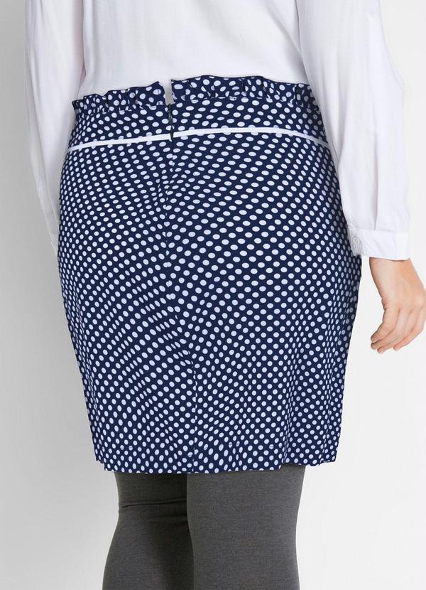 Outlet - Saia Cintura Alta com Babadinhos Poá Azul 5