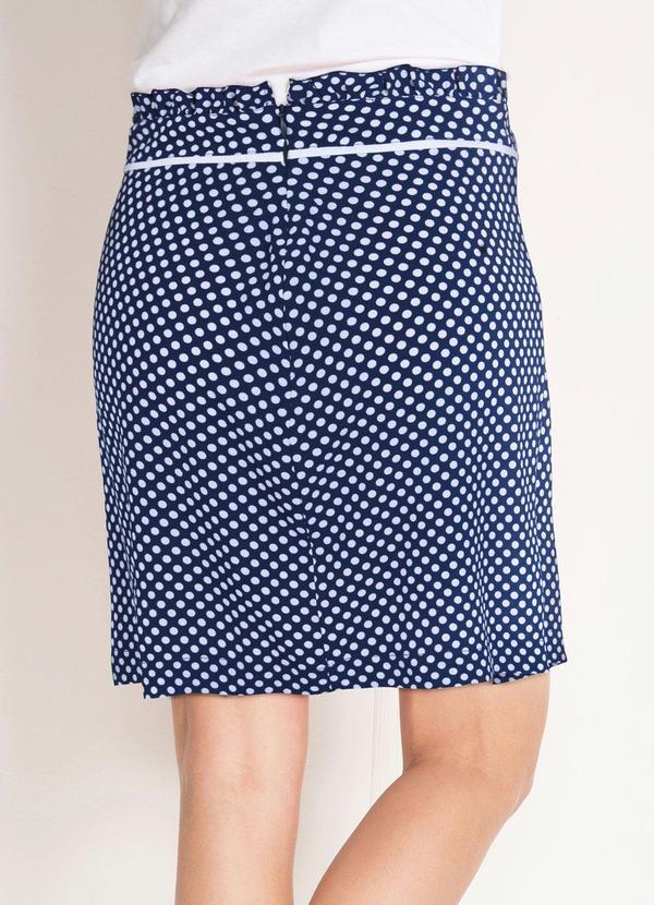 Outlet - Saia Cintura Alta com Babadinhos Poá Azul 6