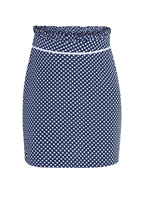 Outlet - Saia Cintura Alta com Babadinhos Poá Azul 7