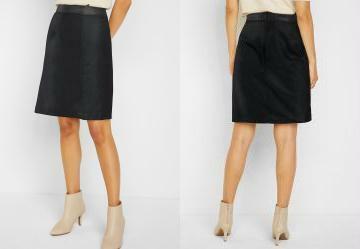 Saia Cintura Alta de Tweed Preta