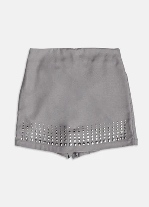 Authoria - Saia Cinza de Alfaiataria com Tachas  Cinza - AUTHORIA