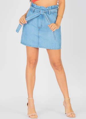 Meu Jeans - Saia Clochard Jeans Nara com Cinto Azul - MEU JEANS