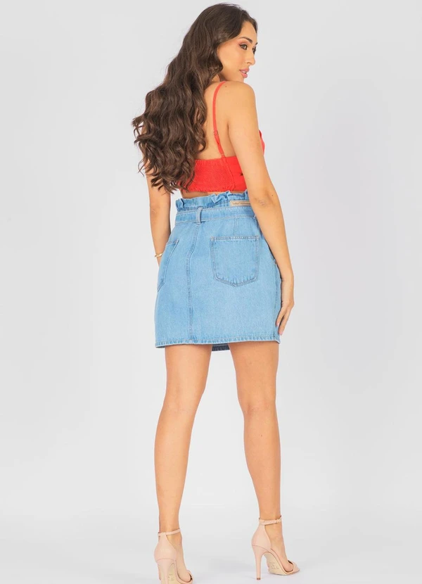 Meu Jeans - Saia Clochard Jeans Nara com Cinto Azul 4