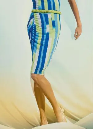 Saia com Abertura Lateral Marialícia (Azul) - MARIALÍCIA