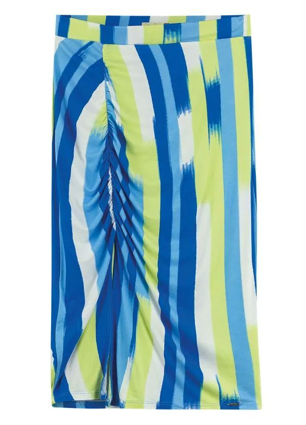 Marialícia - Saia com Abertura Lateral Marialícia Azul 3