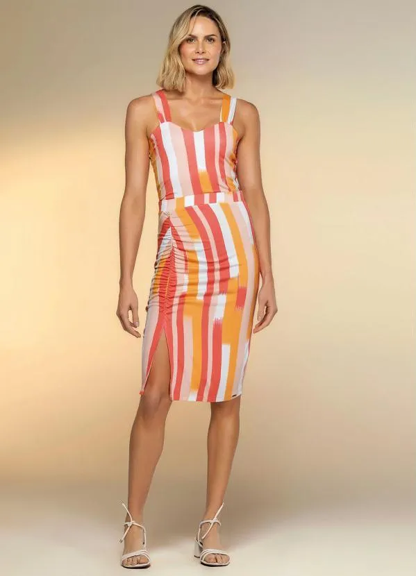 Marialícia - Saia com Abertura Lateral Marialícia Rosa 5