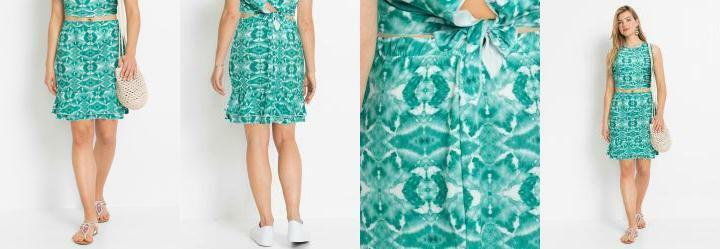 Saia com Babado na Barra tnico Verde