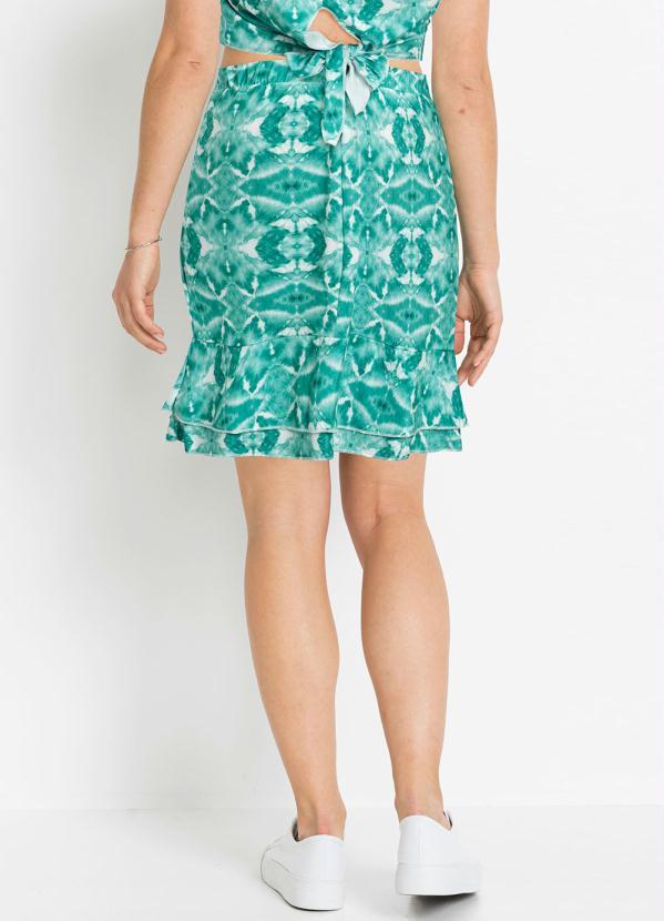 Queima Estoque - Saia com Babado na Barra Étnico Verde 2