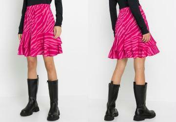 Saia com Babado Zebra Rosa Pink