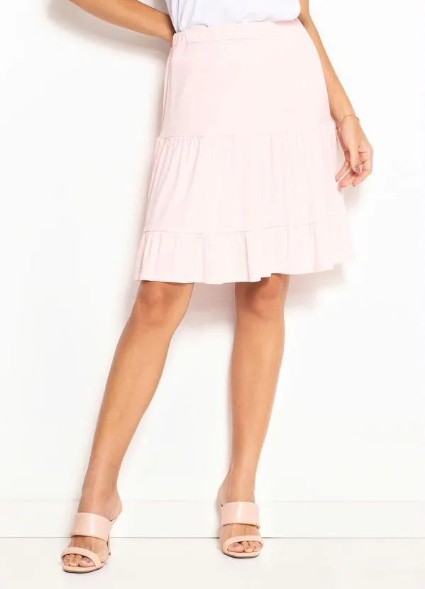 Queima Estoque - Saia com Elástico Rosa Claro