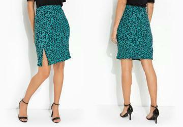 Saia com Fenda Cintura Alta Ona Azul