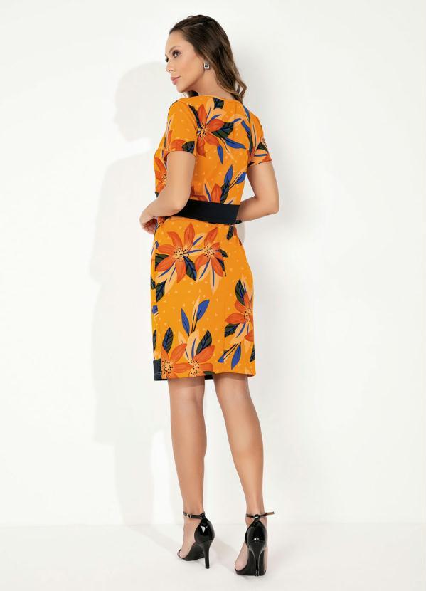 Outlet - Saia com Recorte na Barra Floral Laranja 4